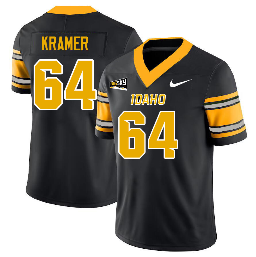 Idaho Vandals #64 Jerry Kramer College Football Jerseys,Uniforms Stitched-Black